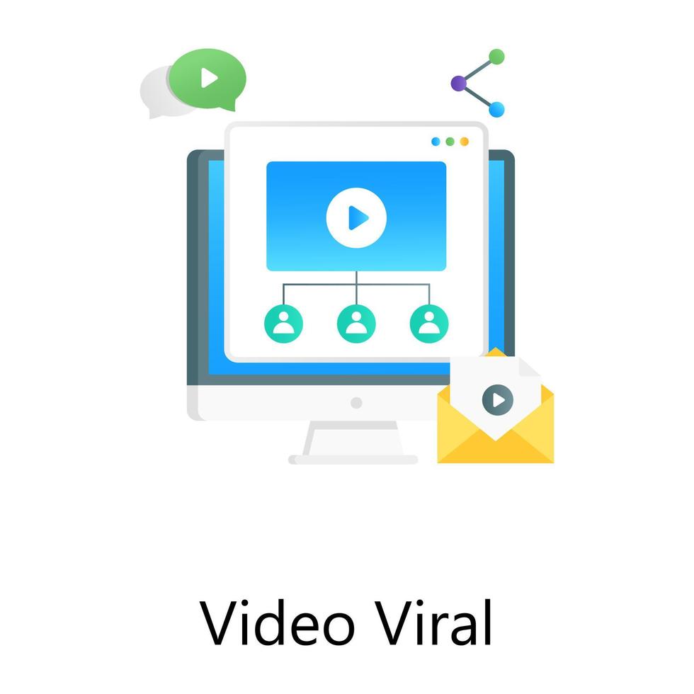 icona concettuale di marketing virale video in design sfumato, promozione dei contenuti sociali vettore