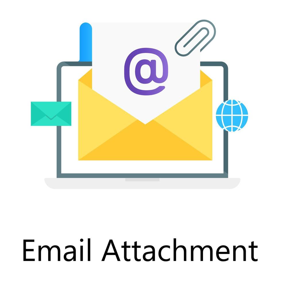 icona concettuale dell'allegato e-mail in moderno stile sfumato, vettore