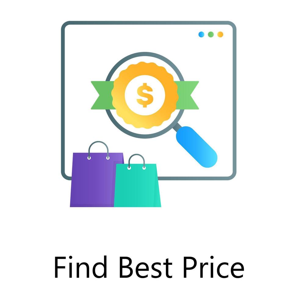 sito Web di shopping online, vettore gradiente di design per trovare il miglior prezzo