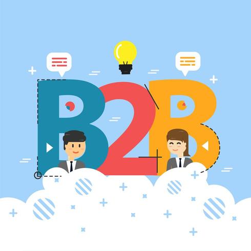 Concetto di parola B2B. Business to business. concetto di illustrazione per sito Web vettore