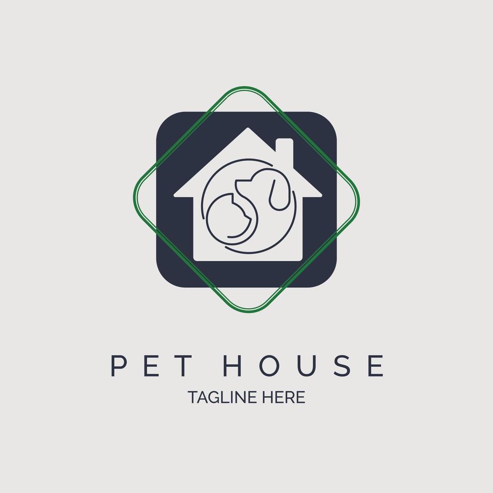 modello di progettazione del logo in stile linea casa per animali domestici per marchio o azienda e altro vettore