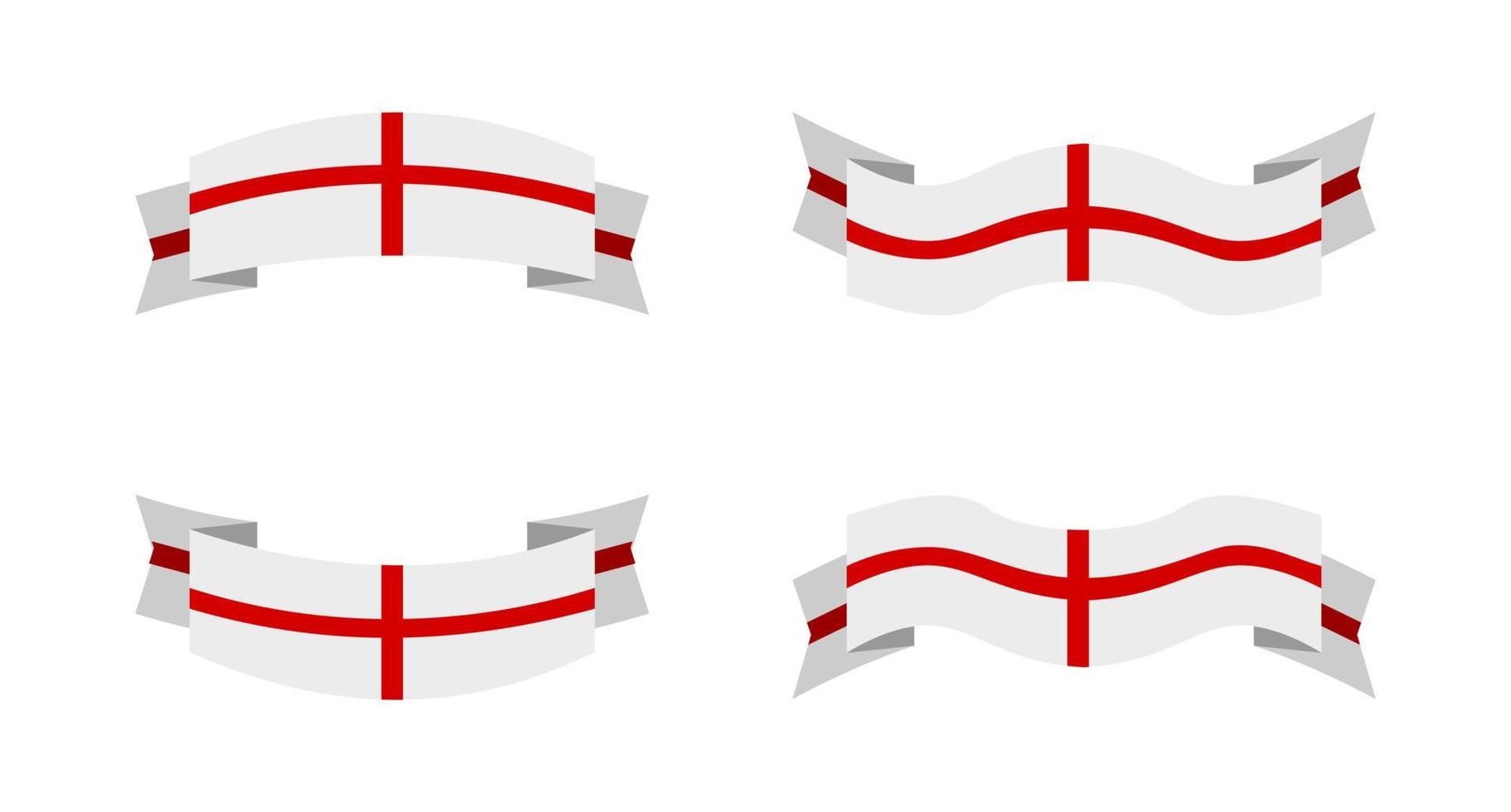 illustrazione di una bandiera dell'Inghilterra con uno stile di nastro. insieme di vettore della bandiera dell'inghilterra.