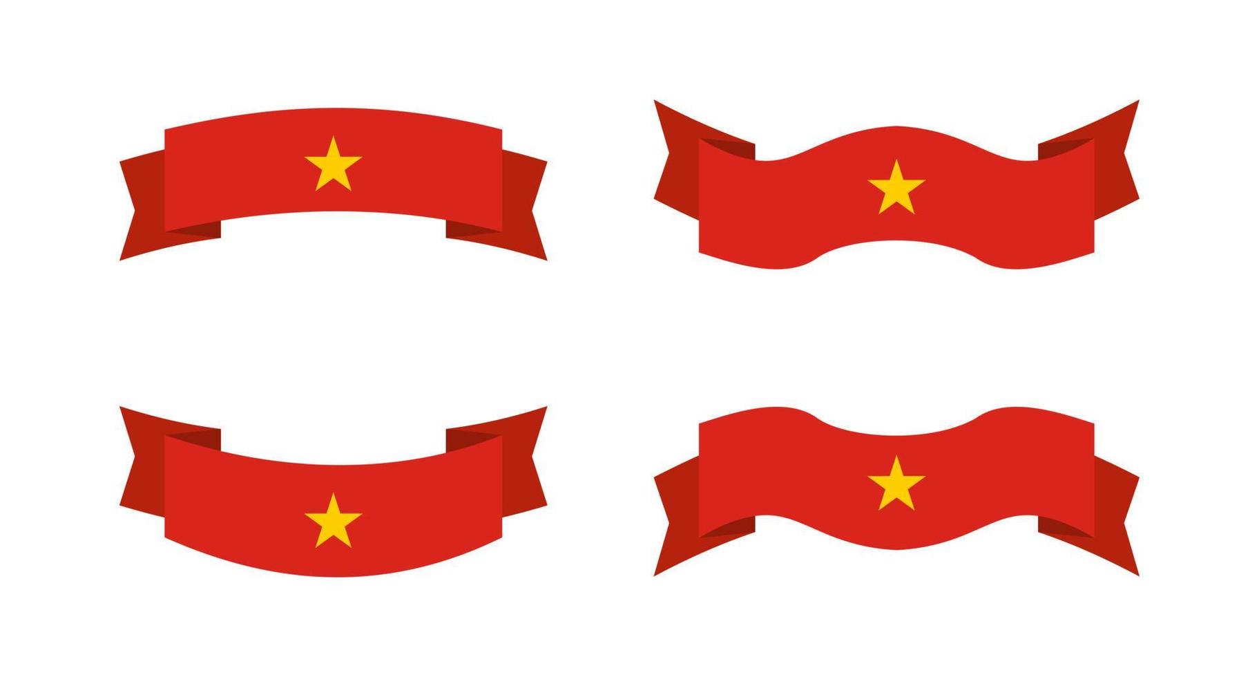 illustrazione di una bandiera del vietnam con uno stile di nastro. insieme di vettore della bandiera del vietnam.