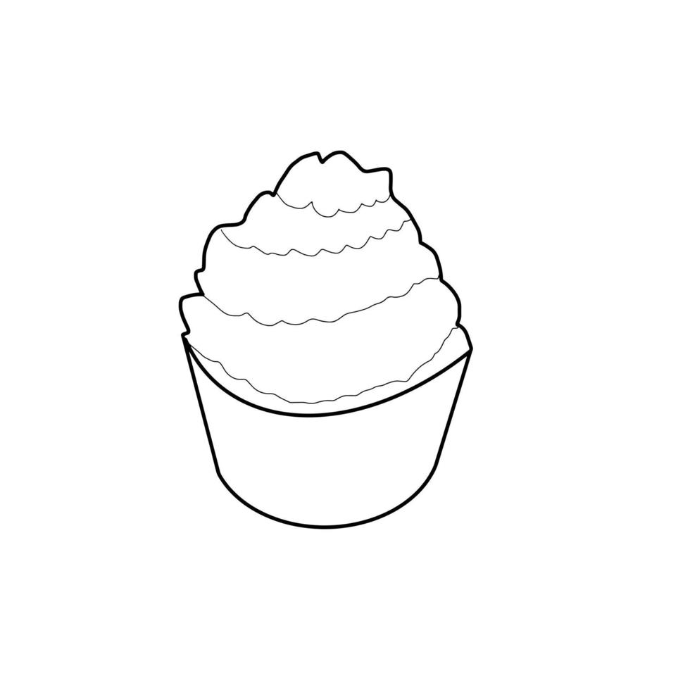 Cupcake dolce panetteria pane cibo caffè colazione doodle disegnato a mano vettore