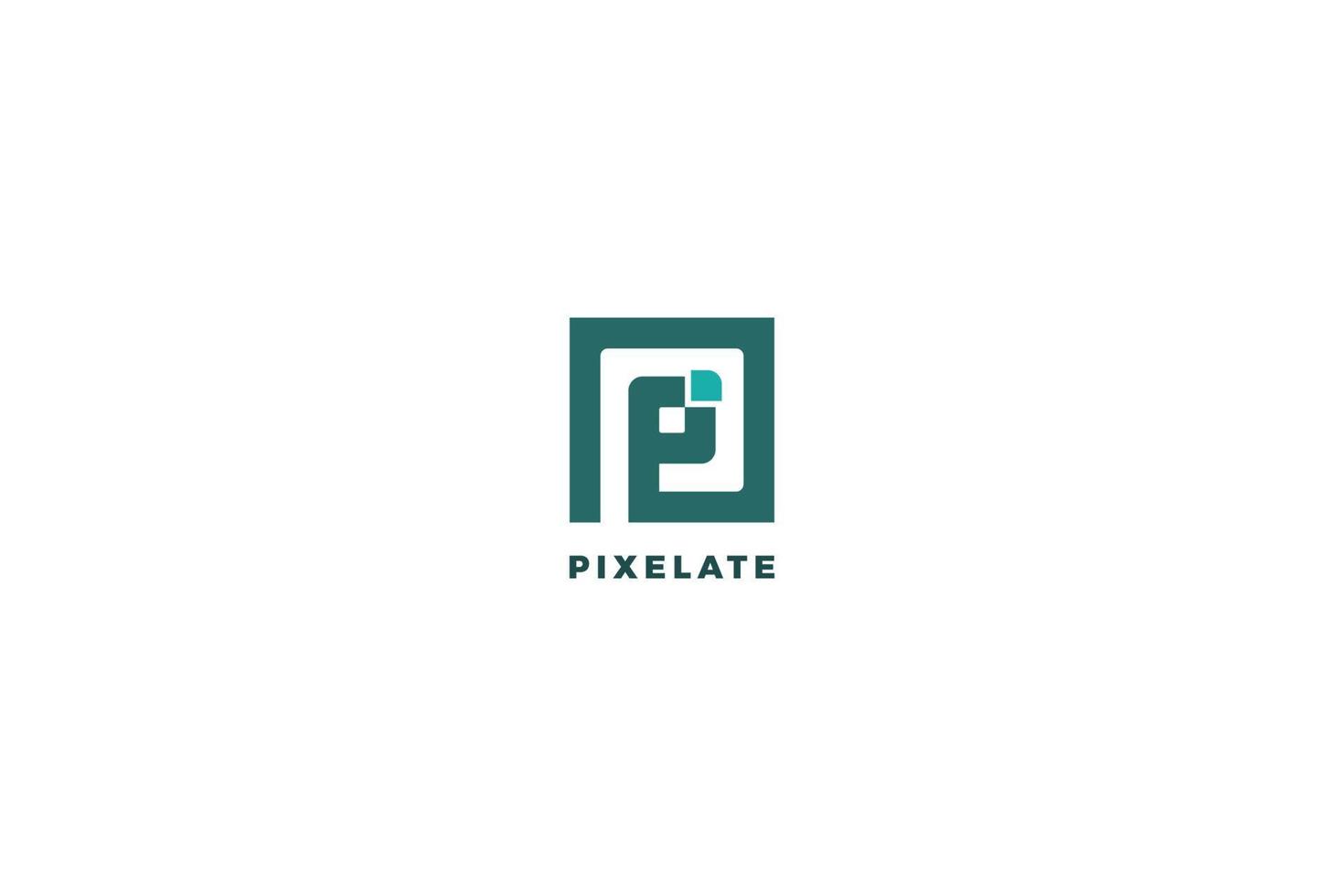 design del logo aziendale lettera p pixel vettore