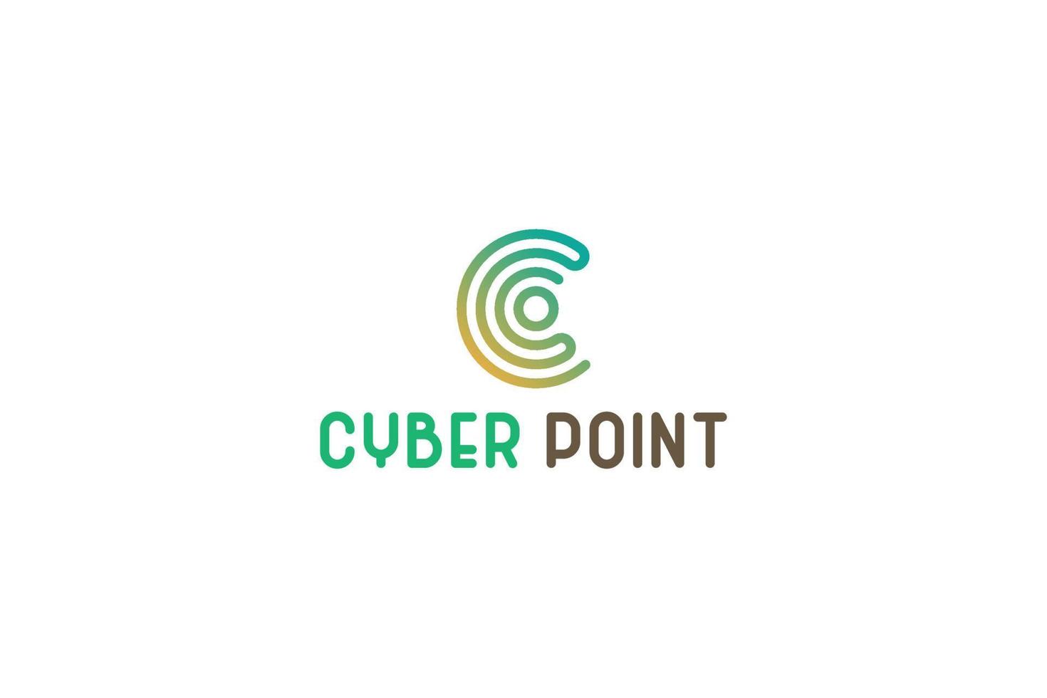 lettera c design del logo verde cyber point vettore