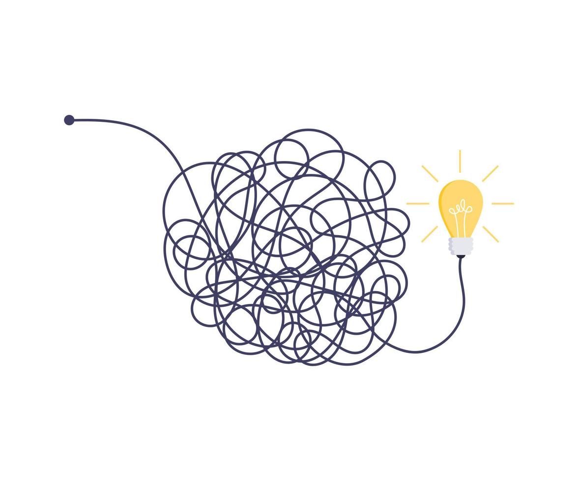 complesso facile semplice dall'inizio all'idea. semplificazione del caos, risoluzione dei problemi e soluzioni di business idea ricerca concetto illustrazione vettoriale. vettore