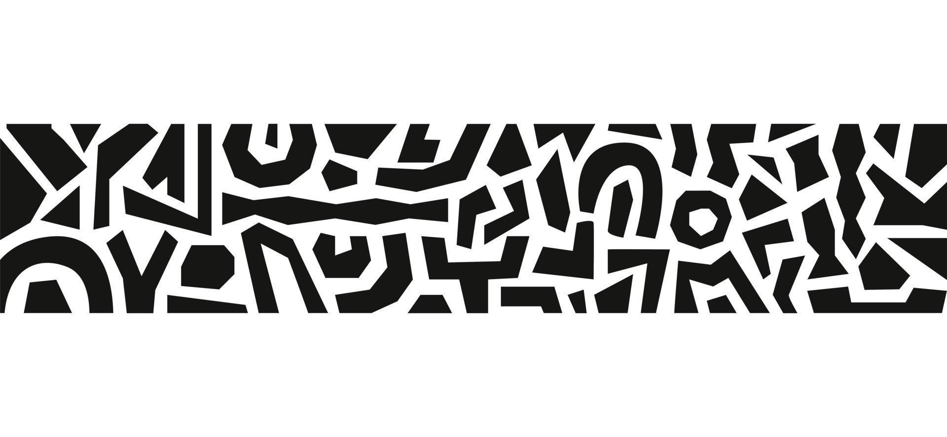 bordo astratto moderno con varie forme geometriche nere isolate su sfondo bianco. modello orizzontale disegnato a mano minimalista. disegno vettoriale