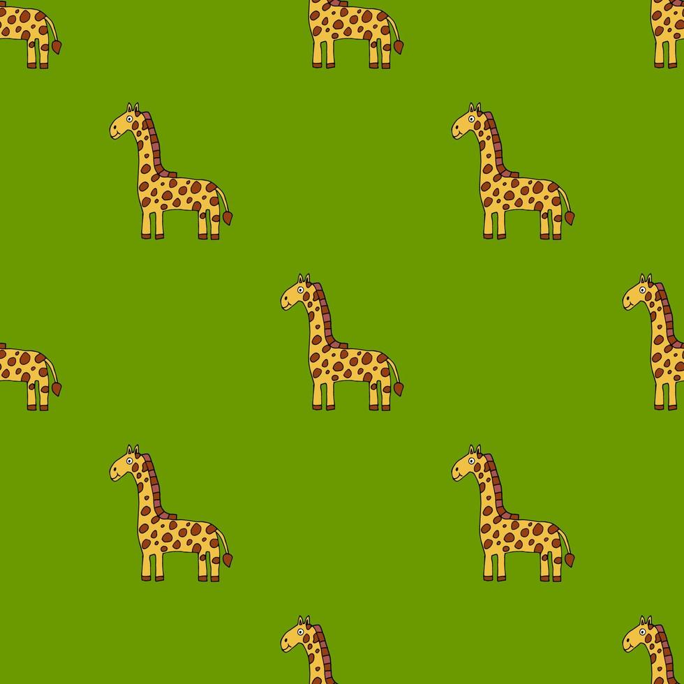 doodleacartoon doodle lineare giraffa senza cuciture. sfondo di animali da safari. stile infantile. vettore