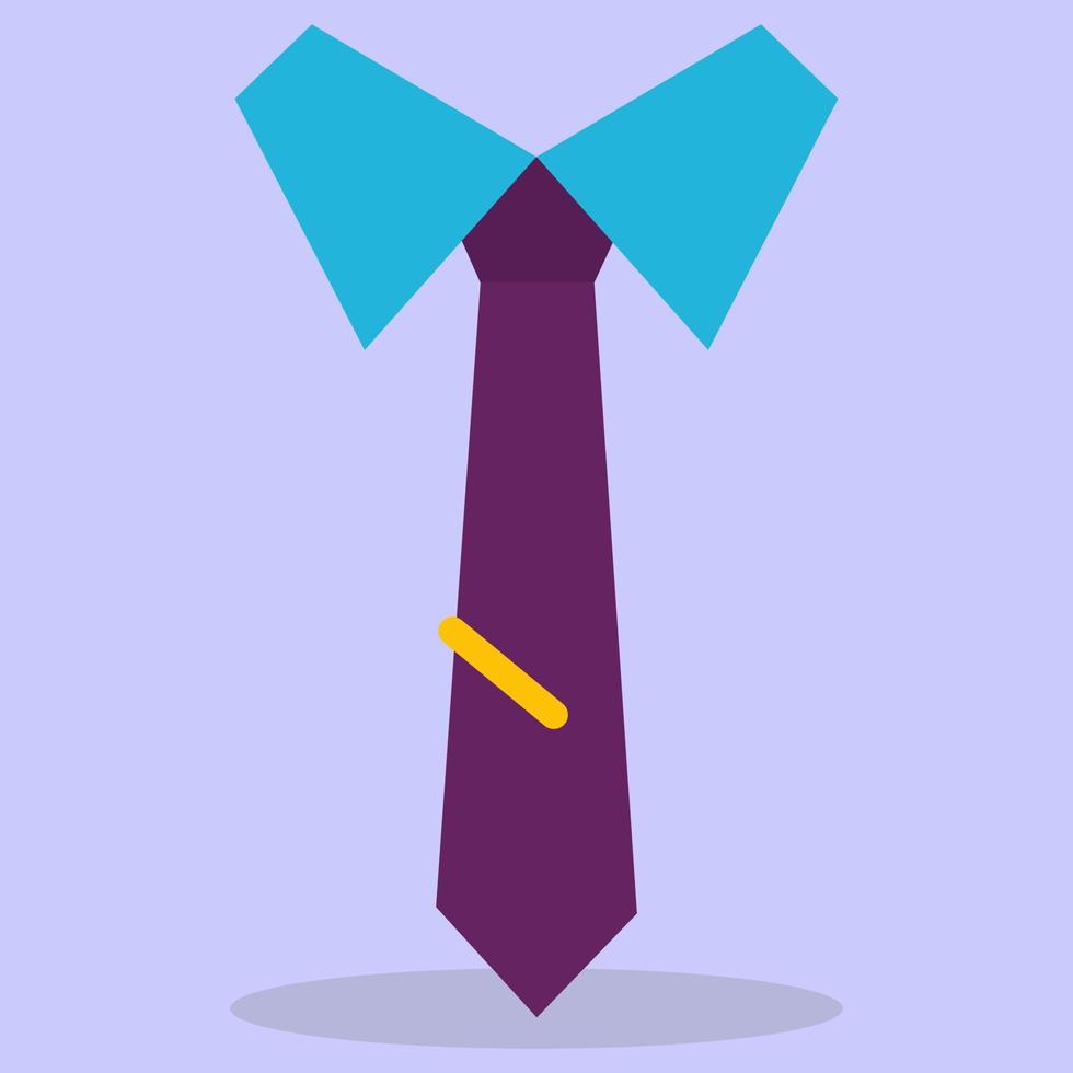 cravatta. cravatta viola con colletto a camicia blu. l'immagine è realizzata in uno stile piatto. illustrazione vettoriale. una serie di icone di affari. vettore