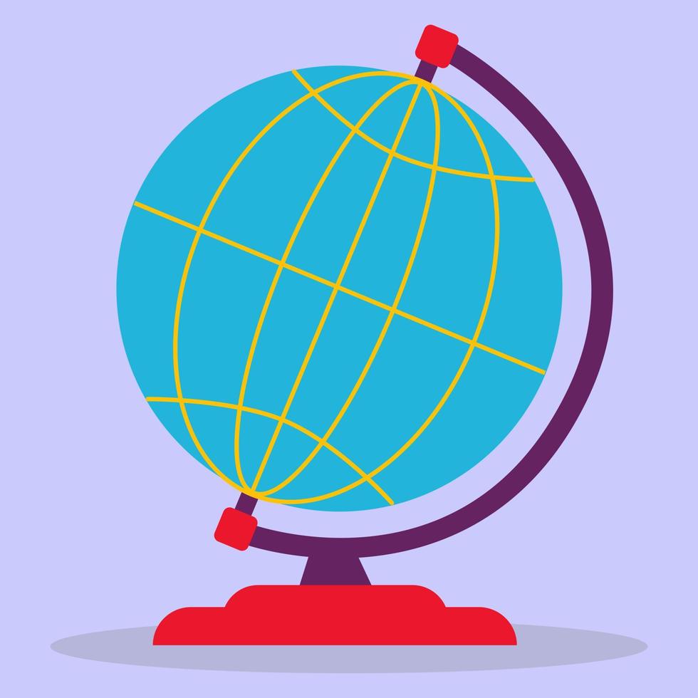 il globo del pianeta terra su un supporto. illustrazione del globo piatto. il globo. illustrazione vettoriale. l'icona del pianeta. vettore