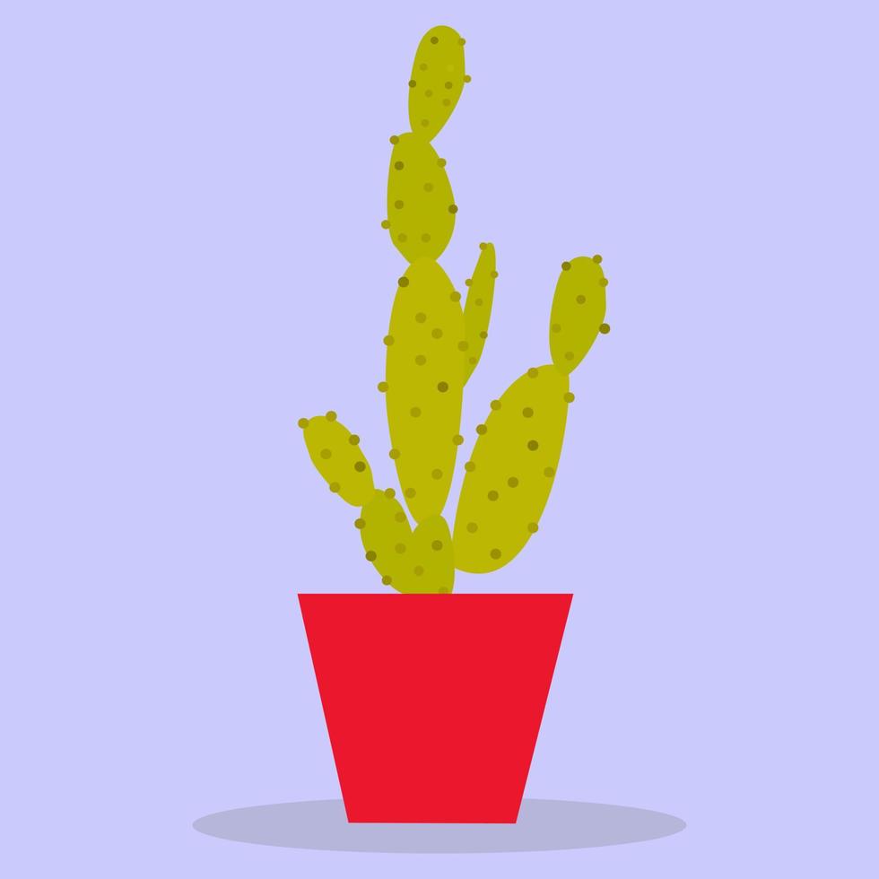 cactus fatto in casa in un vaso rosso. illustrazione vettoriale piatta di un cactus.