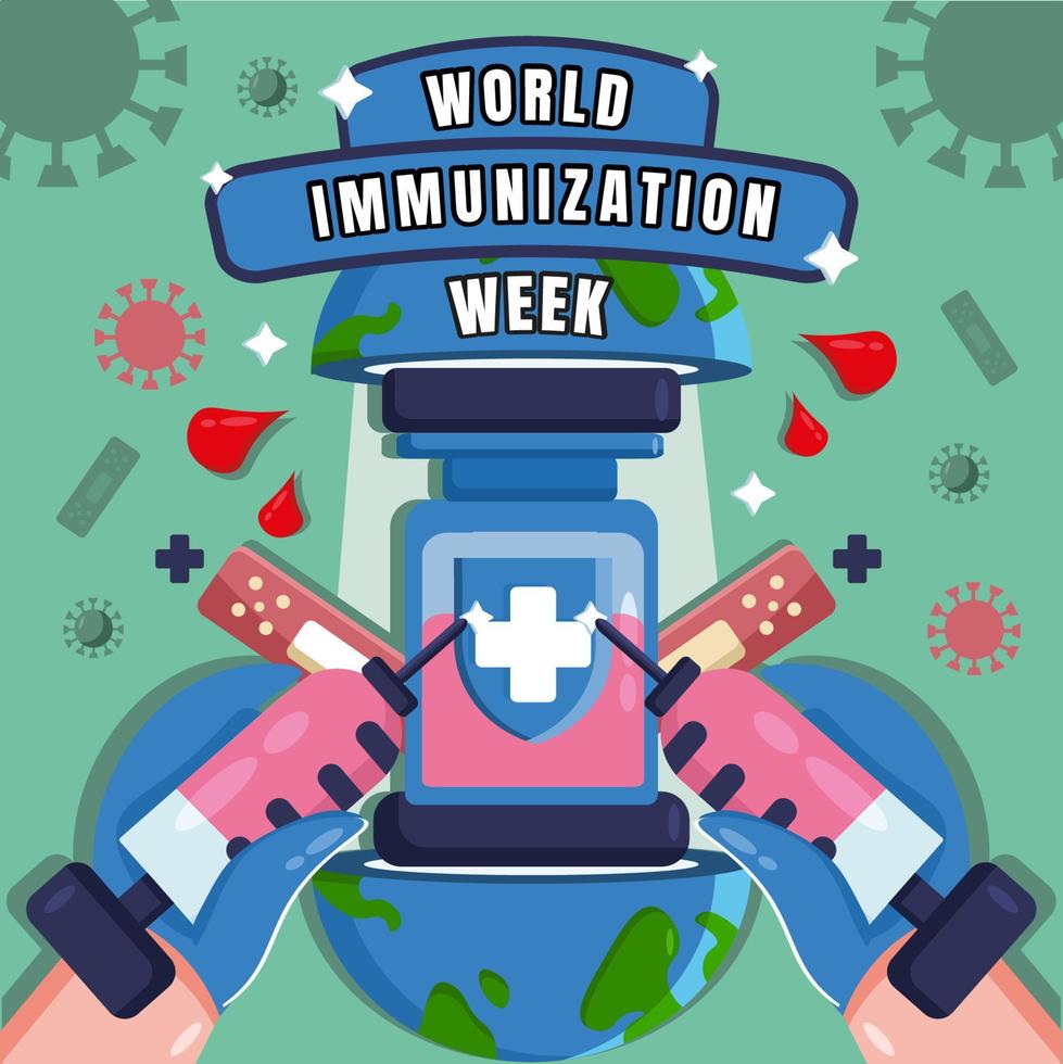 celebrazione della settimana mondiale dell'immunizzazione vettore