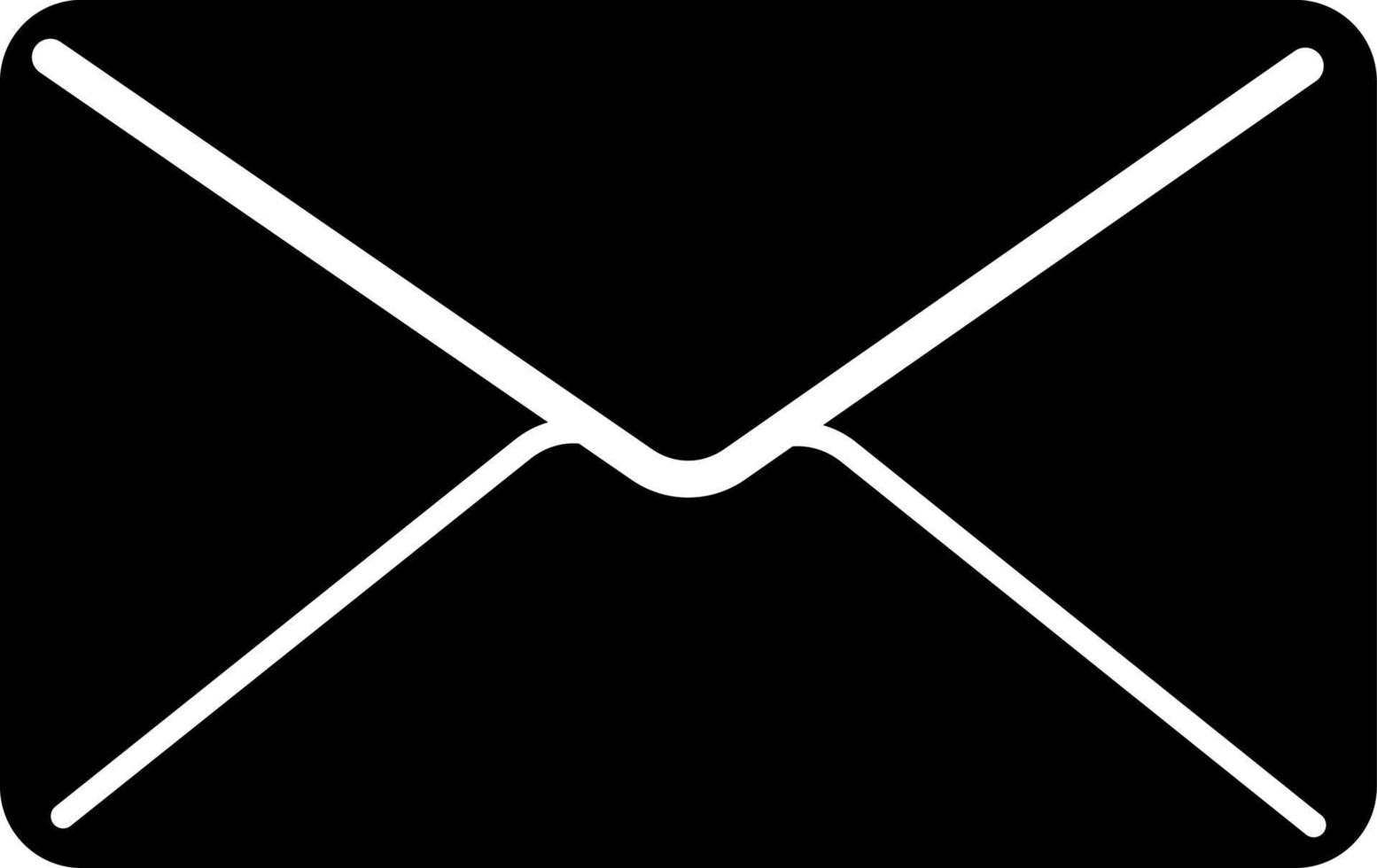 icona messaggio piatto, lettera, silhouette nera. evidenziato su sfondo bianco. vettore
