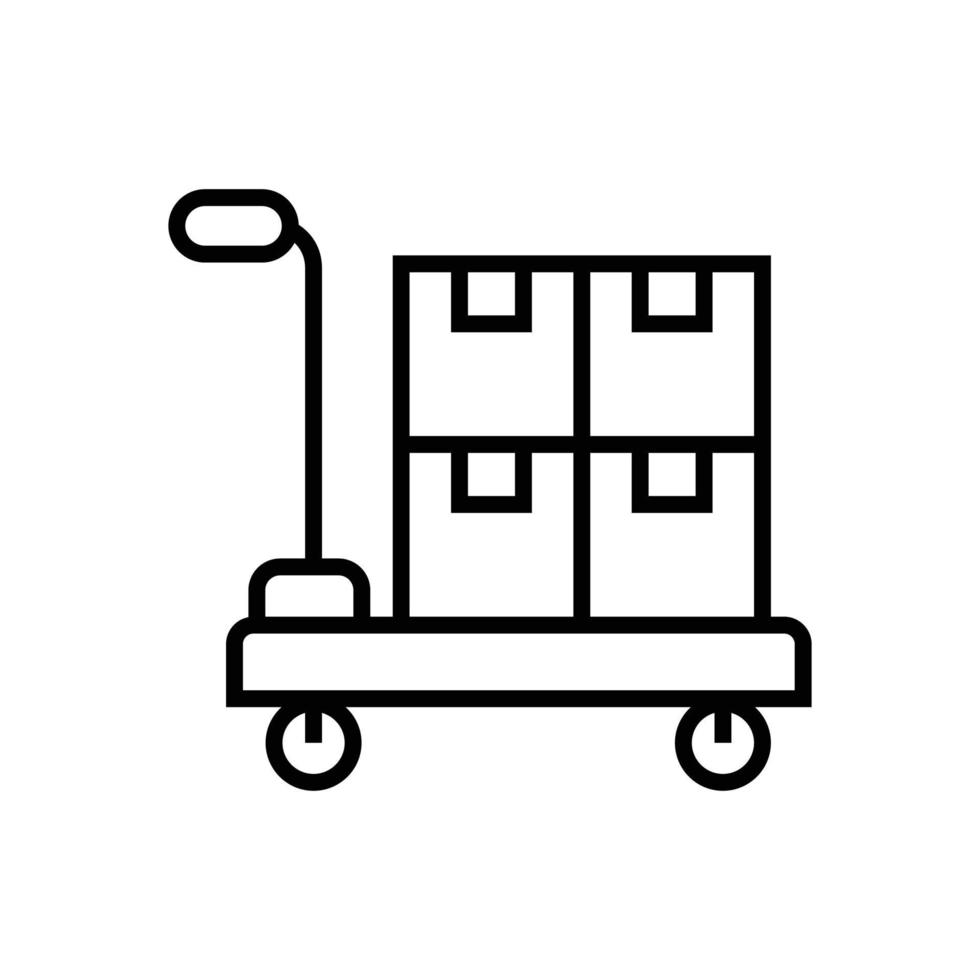 illustrazione di un'icona di pesatura digitale per merci sotto forma di scatola. gestione dell'inventario, gestione del magazzino. vettore