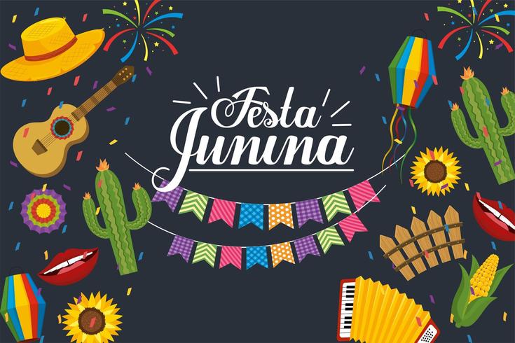 banner del partito per la celebrazione della festa junina vettore