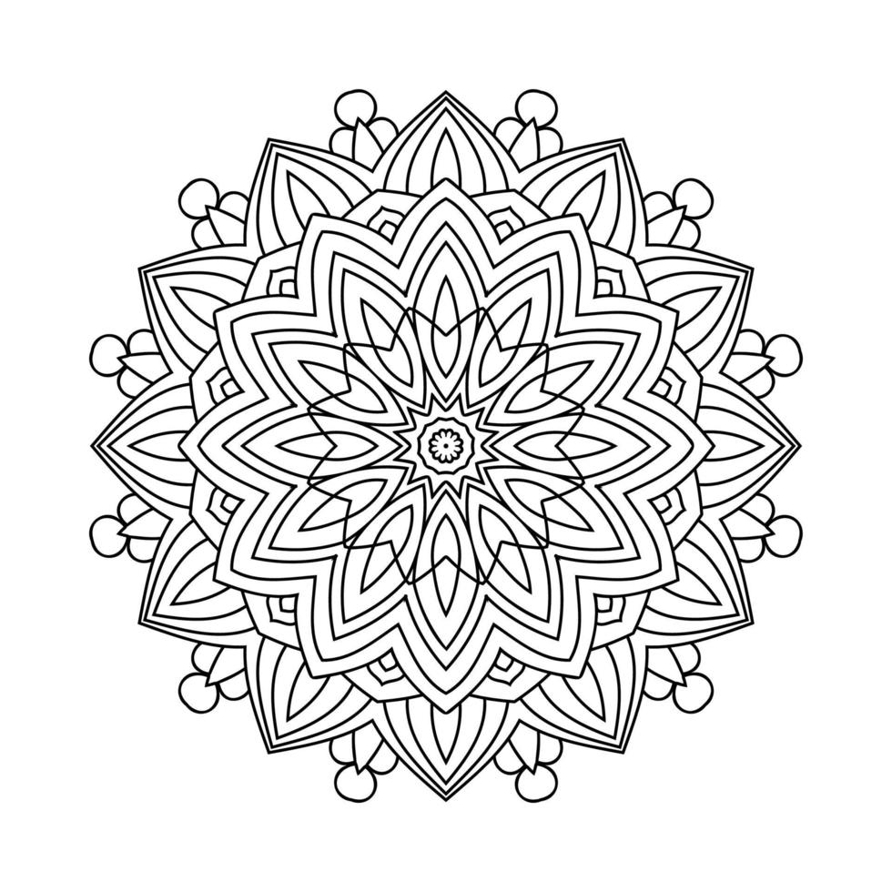 ornamento mandala in bianco e nero per pagine da colorare. mandala da colorare in stile indiano tradizionale. fiore mandala linea arte vettoriale. modello mandala decorazione indiana per pagine da colorare. vettore