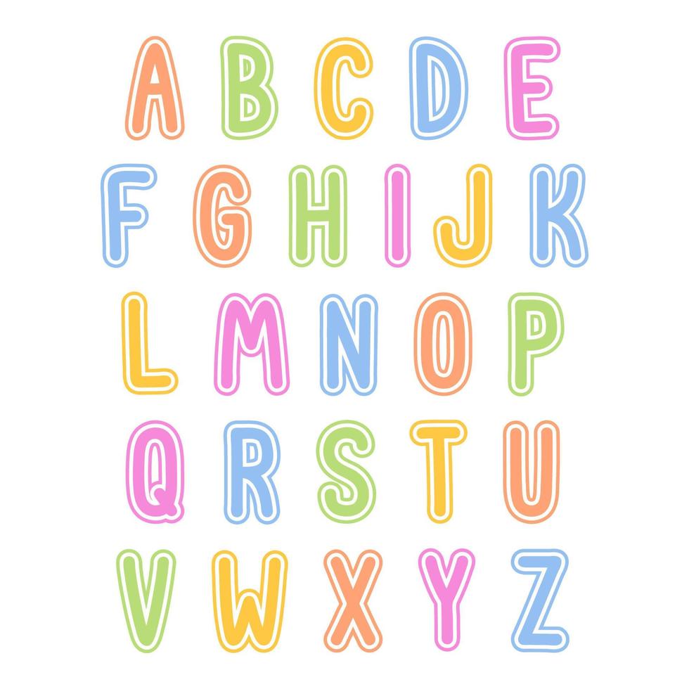 carattere e alfabeto in grassetto colorato carino vettore