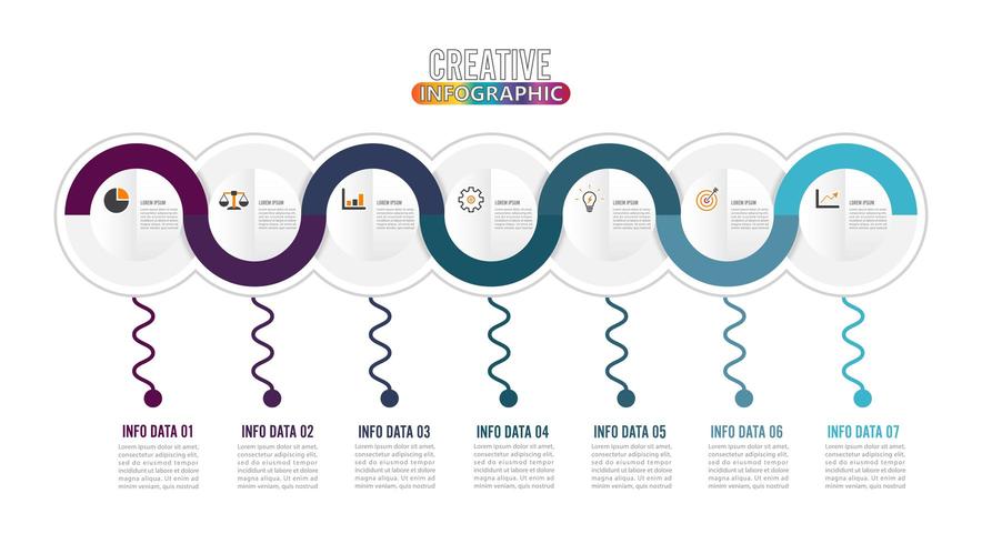 7 parti di infografica e icone di marketing vettore