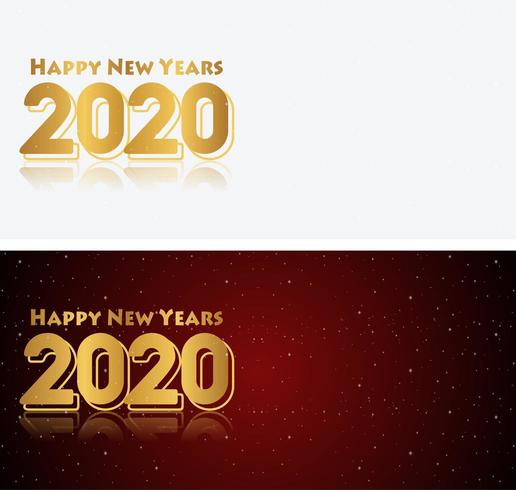 Set di banner bianco e nero rosso di felice anno nuovo 2020 vettore