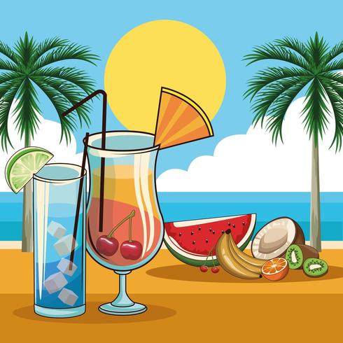 cocktail e bevande tropicali vettore