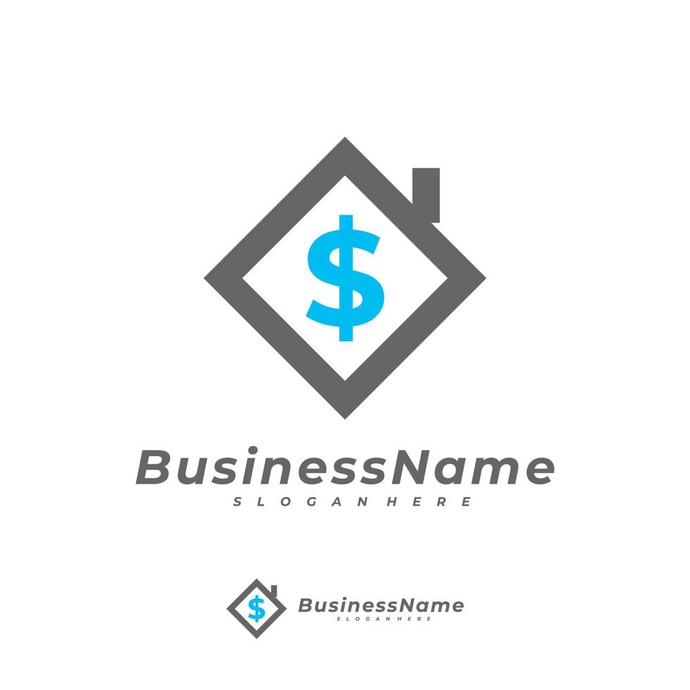 modello vettoriale del logo della casa dei soldi, concetti di design del logo dei soldi creativi