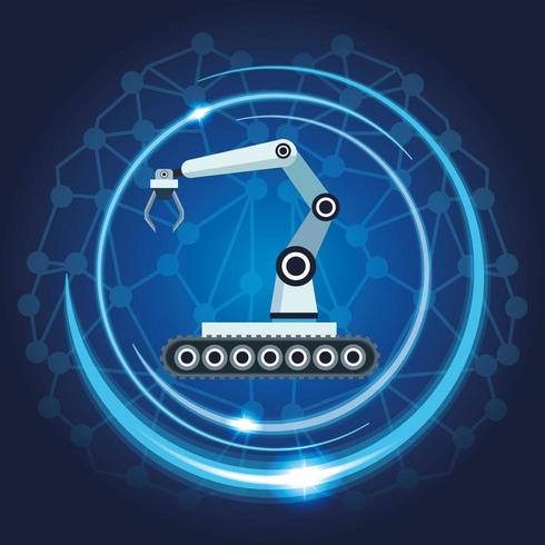 braccio robot meccatronico con sfondo di mappa neuronale vettore