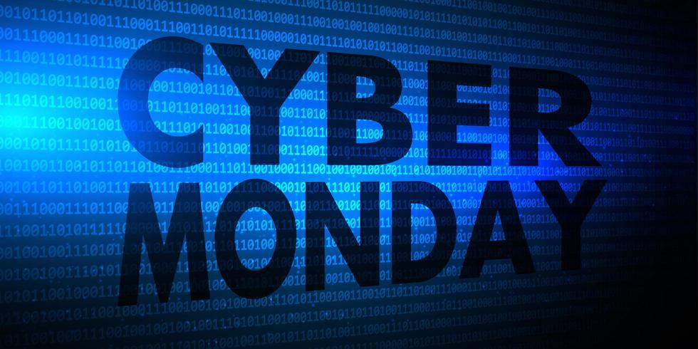 Banner di Cyber Monday con design di codice binario vettore