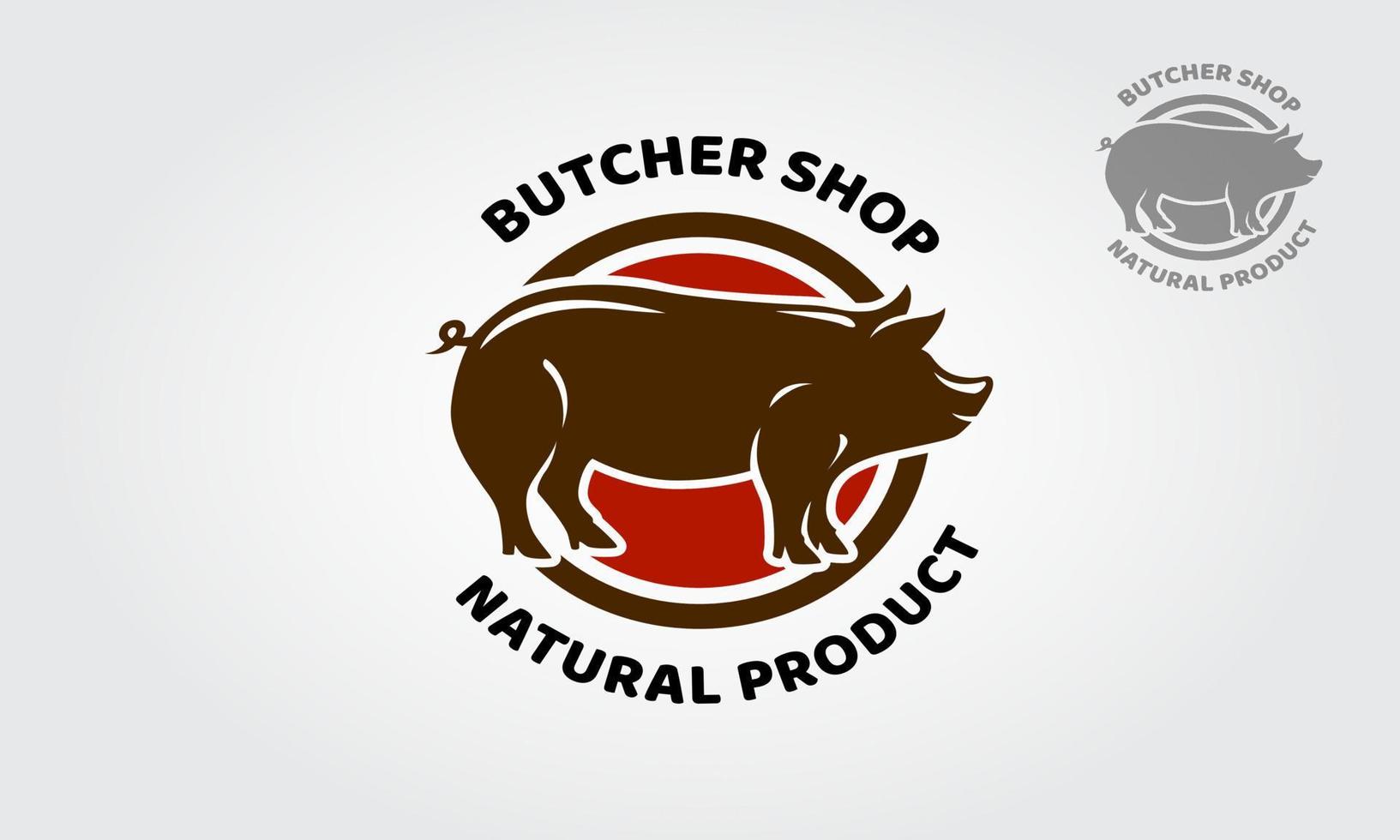 Il logo della macelleria è particolarmente adatto per ristoranti, fattorie, attività legate alla carne e molti altri. modello di logo adatto per aziende e nomi di prodotti. vettore