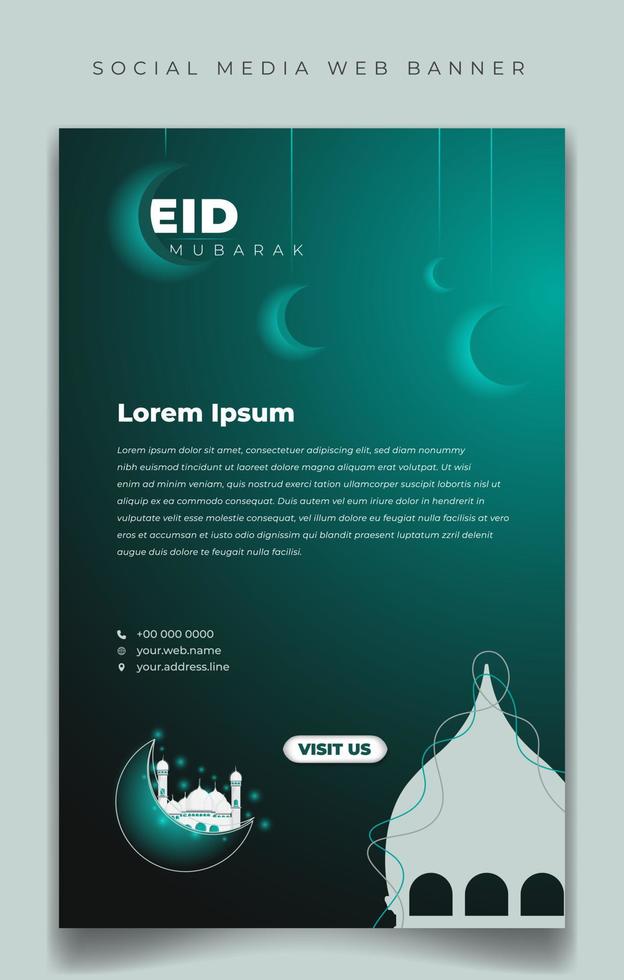 modello di post sui social media in background verticale per il design di eid mubarak. vettore