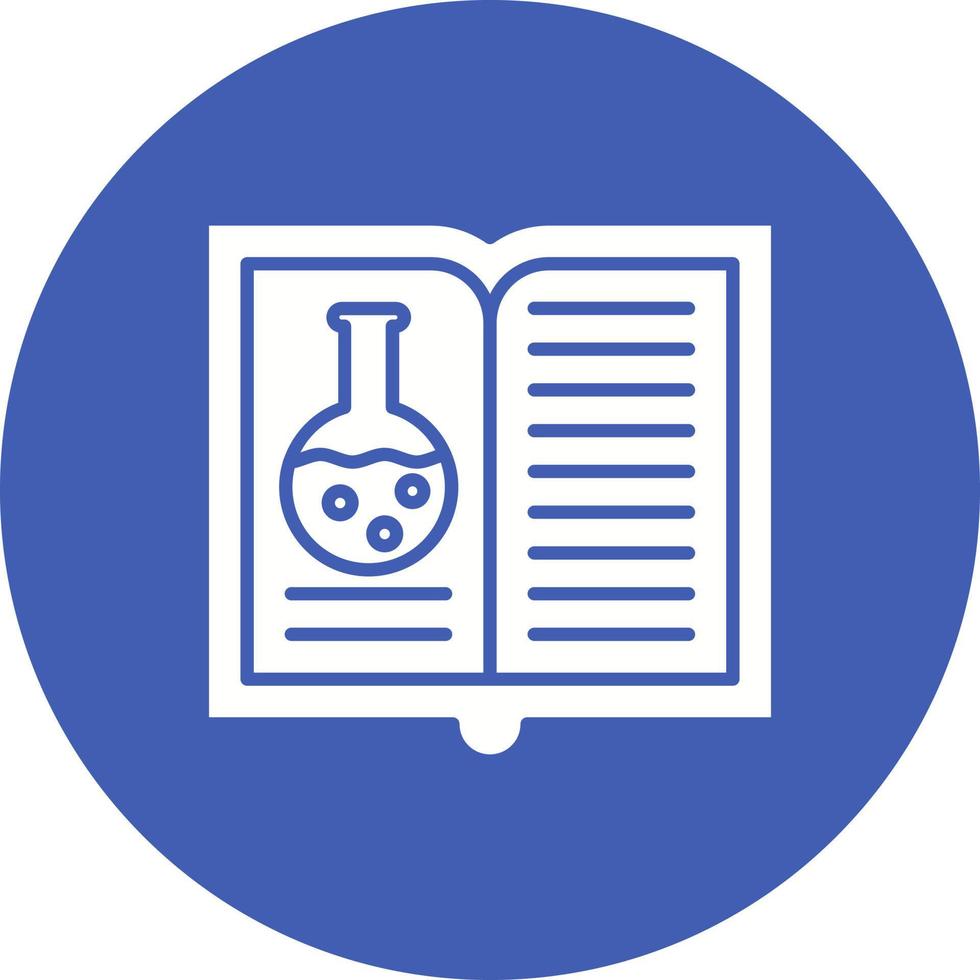 icona di sfondo del cerchio del glifo del libro aperto di chimica vettore