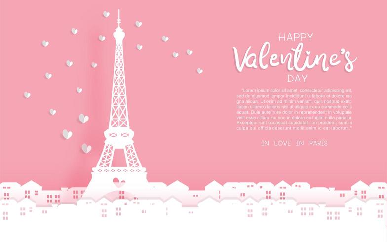 Torre Eiffel Saluto di San Valentino vettore