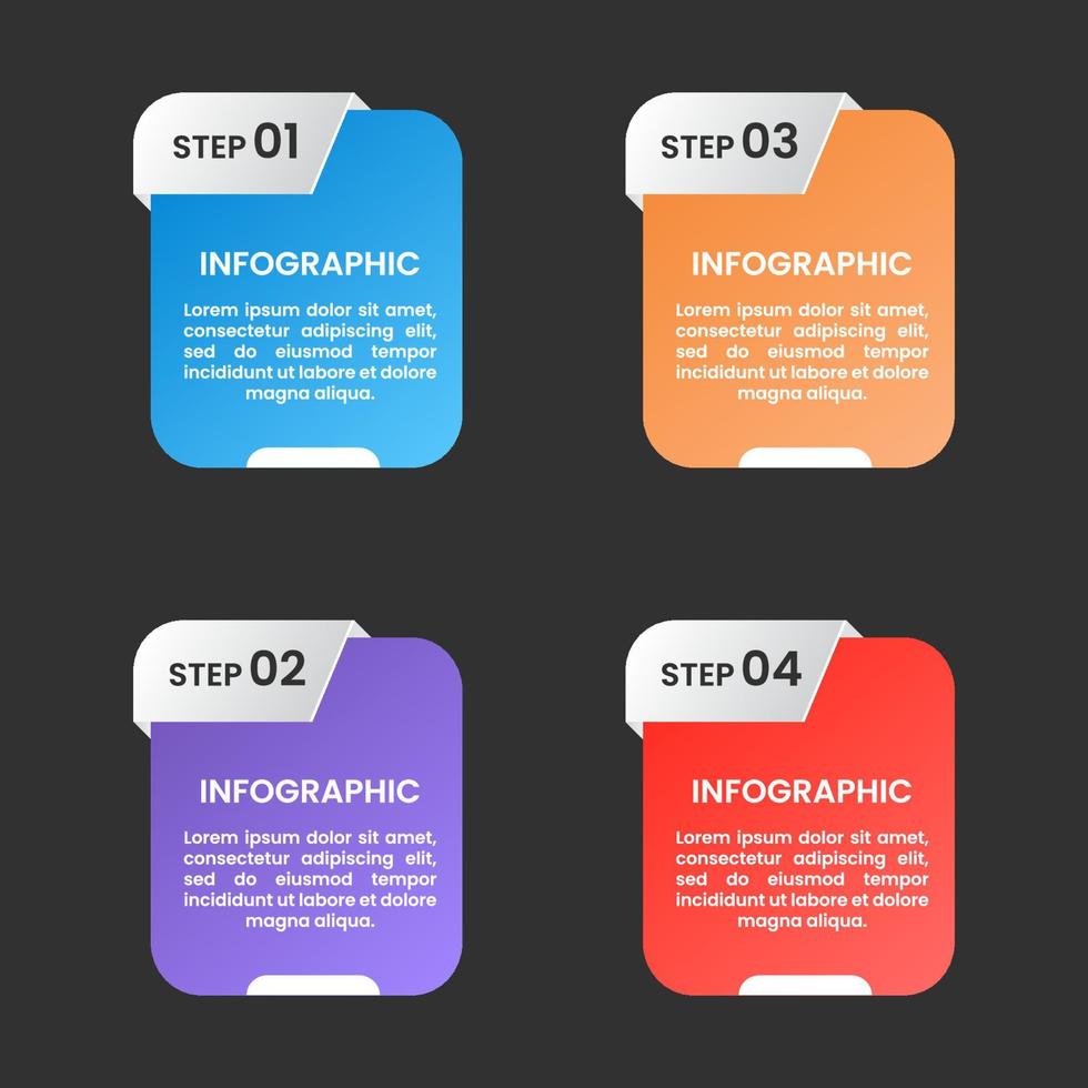 Rettangolo a 4 gradini con spazio libero per il testo su ogni livello. progettazione del modello di presentazioni di infografica. illustrazione vettoriale. vettore