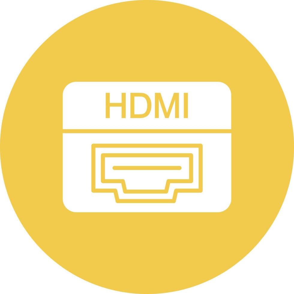 icona dello sfondo del cerchio del glifo della porta hdmi vettore