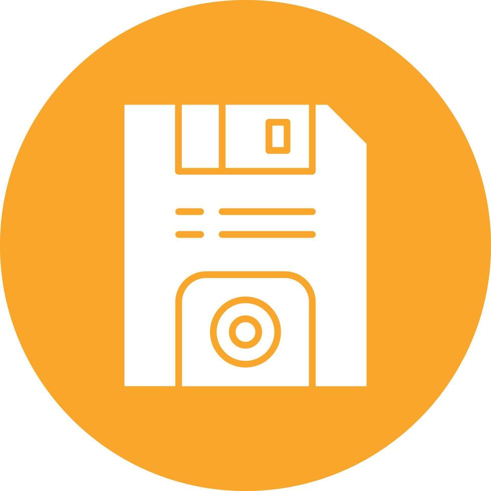 icona di sfondo del cerchio del glifo del floppy disk vettore