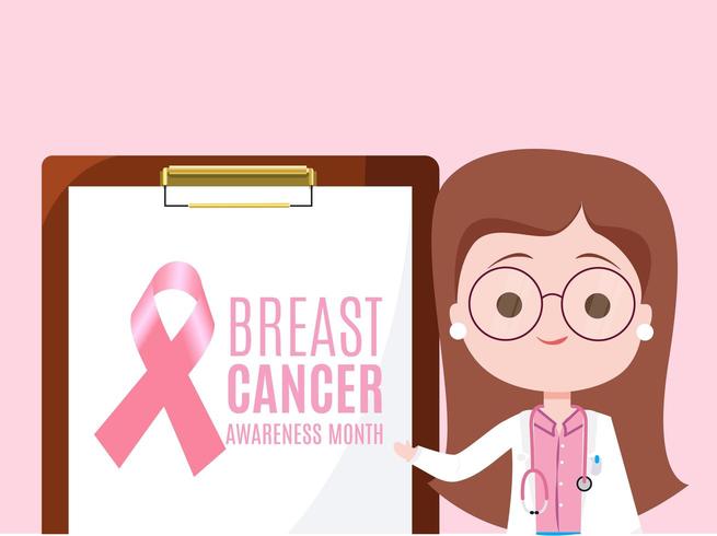 Mese di consapevolezza del cancro al seno medico con appunti vettore