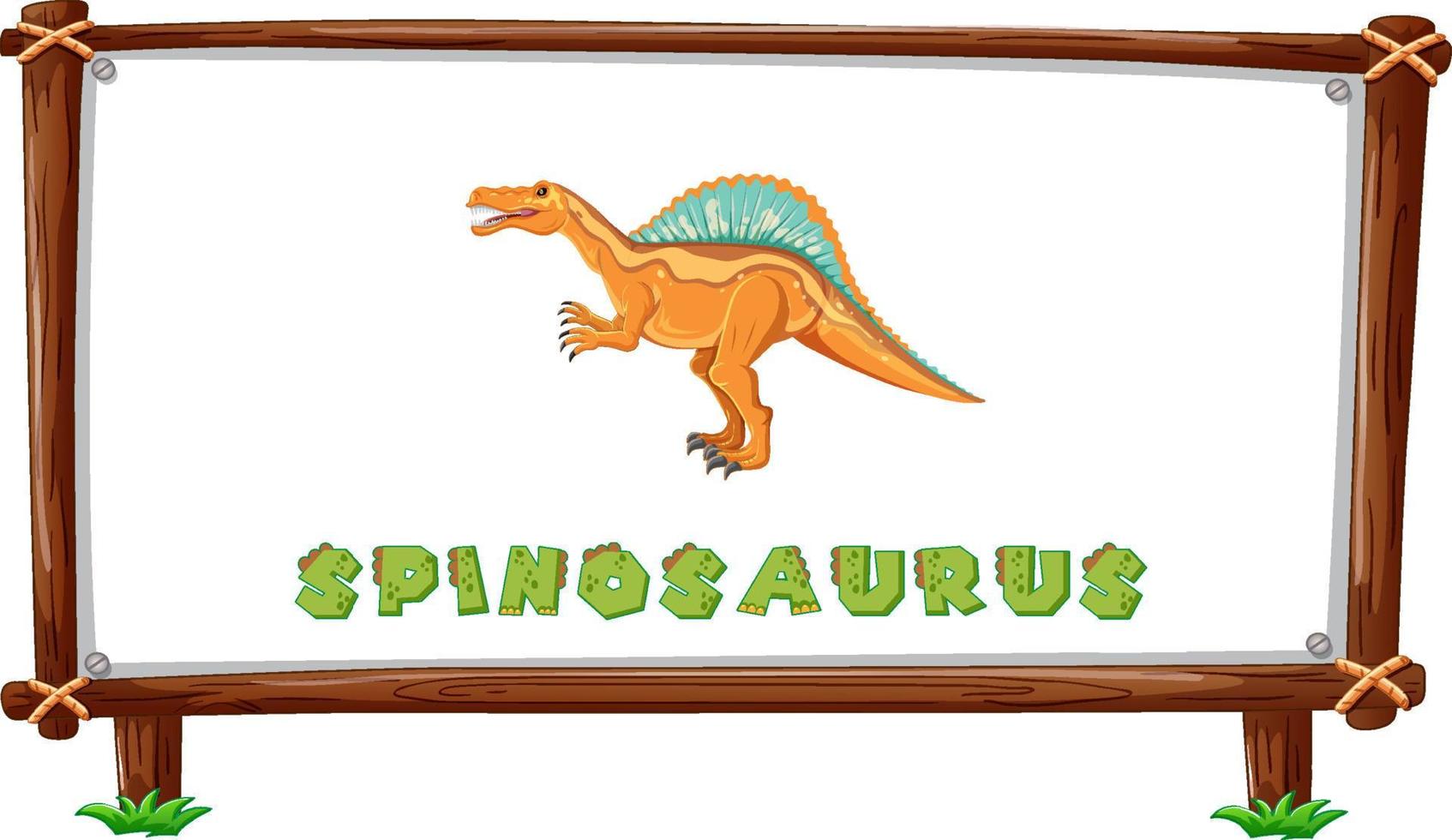 modello di cornice con dinosauri e testo spinosauro all'interno vettore