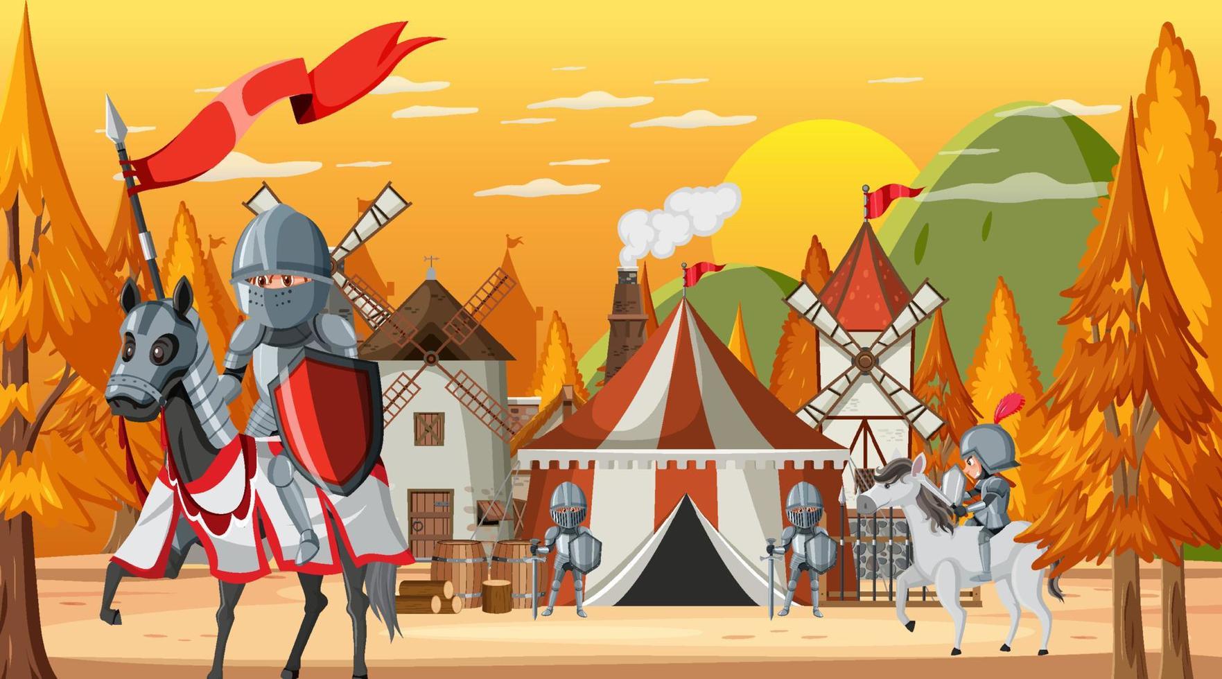 scena del campo militare medievale vettore