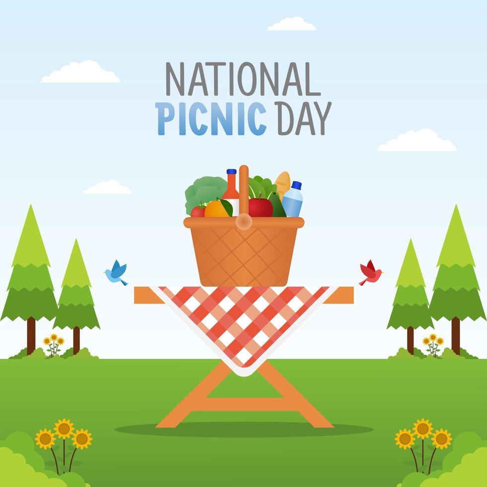 grafica vettoriale del giorno del picnic nazionale buono per la celebrazione del giorno del picnic nazionale. design piatto. volantino design.flat illustrazione.