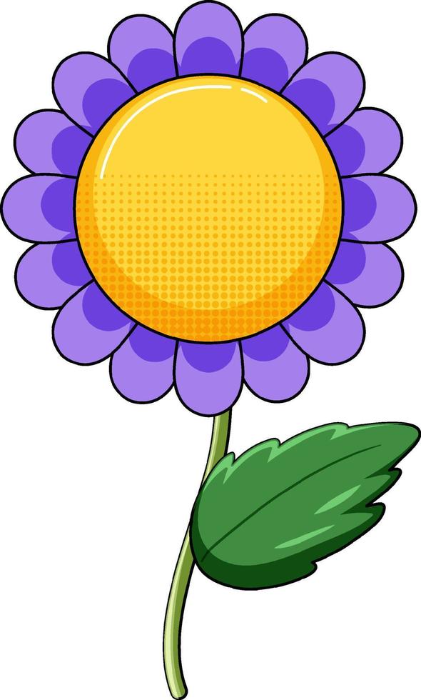 fiore viola con foglia verde vettore
