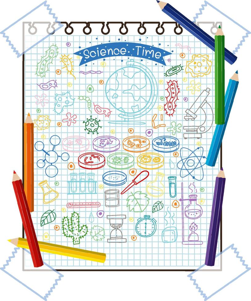 icone di doodle disegnate a mano su carta vettore