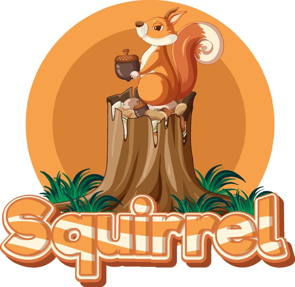 design del carattere per lo scoiattolo in marrone vettore