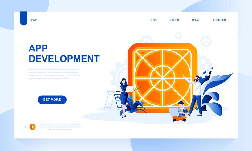 Modello di landing page di design UX vettore