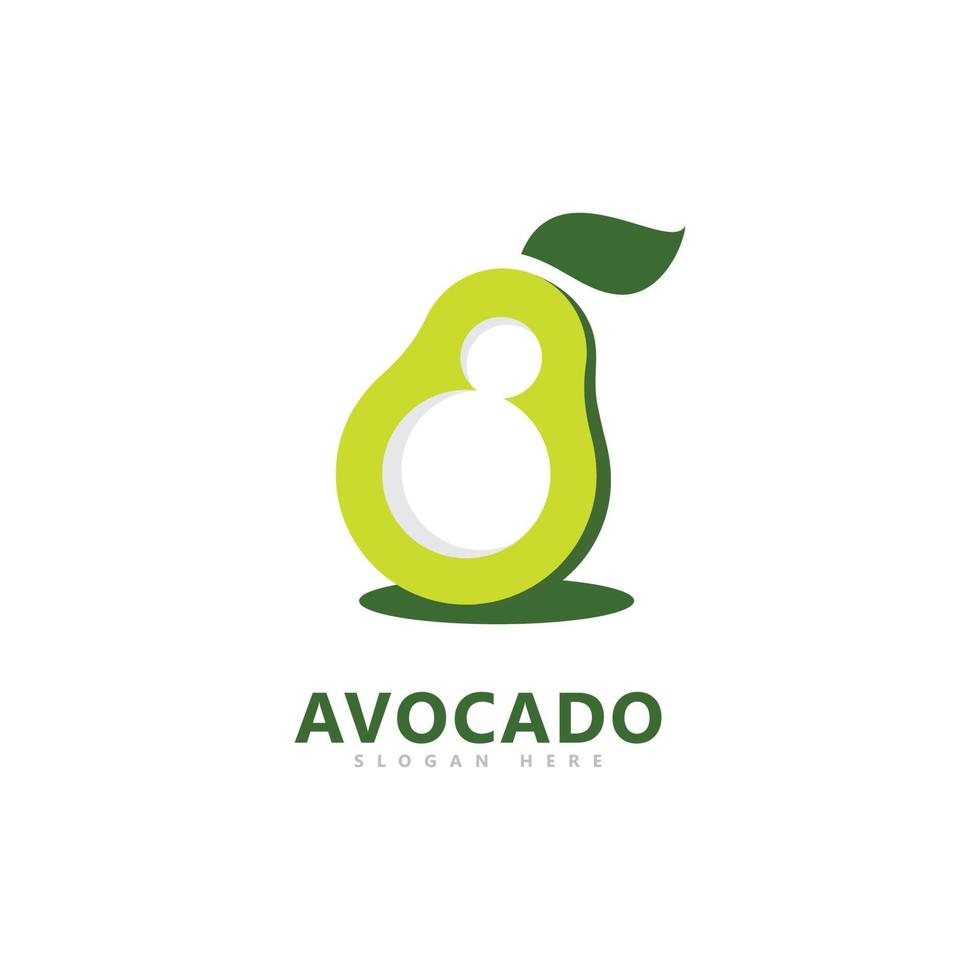 logo avocado forma semplice con 8 numeri nella forma vettore