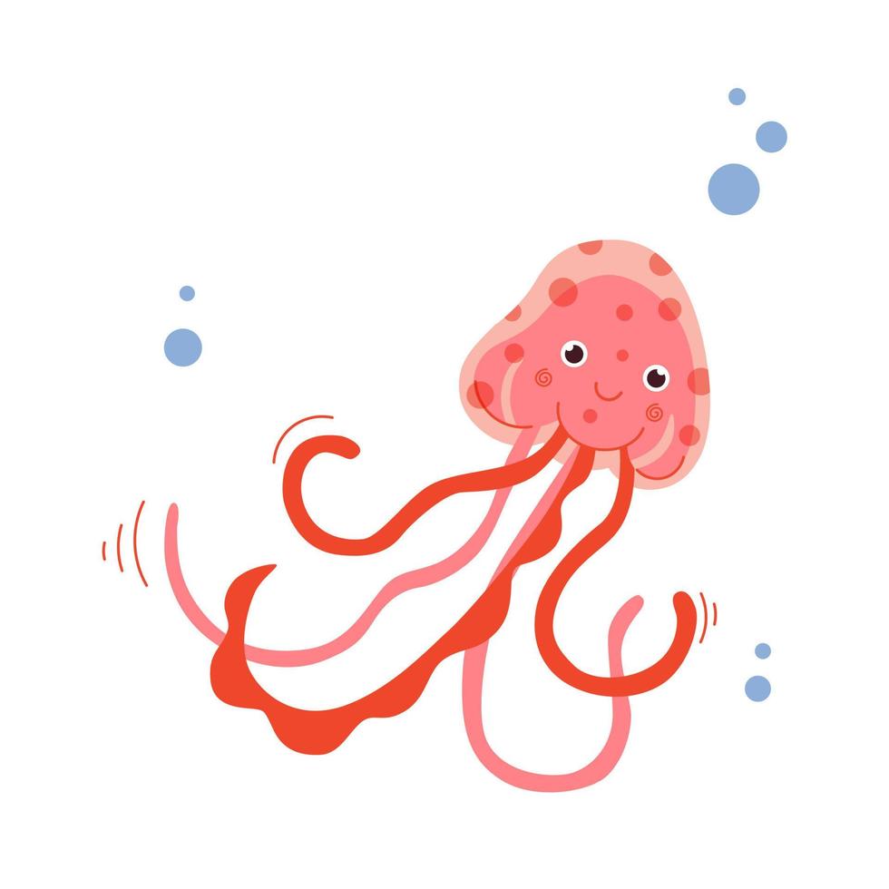 illustrazione vettoriale di simpatiche meduse rosa isolate su sfondo bianco. creatura subacquea animale marino