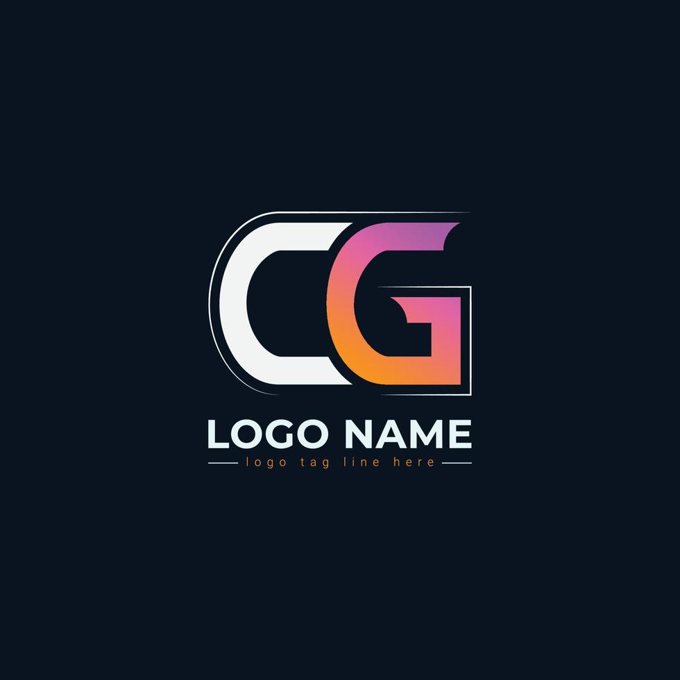 cg moderno minimal unico vettore lettera logo design
