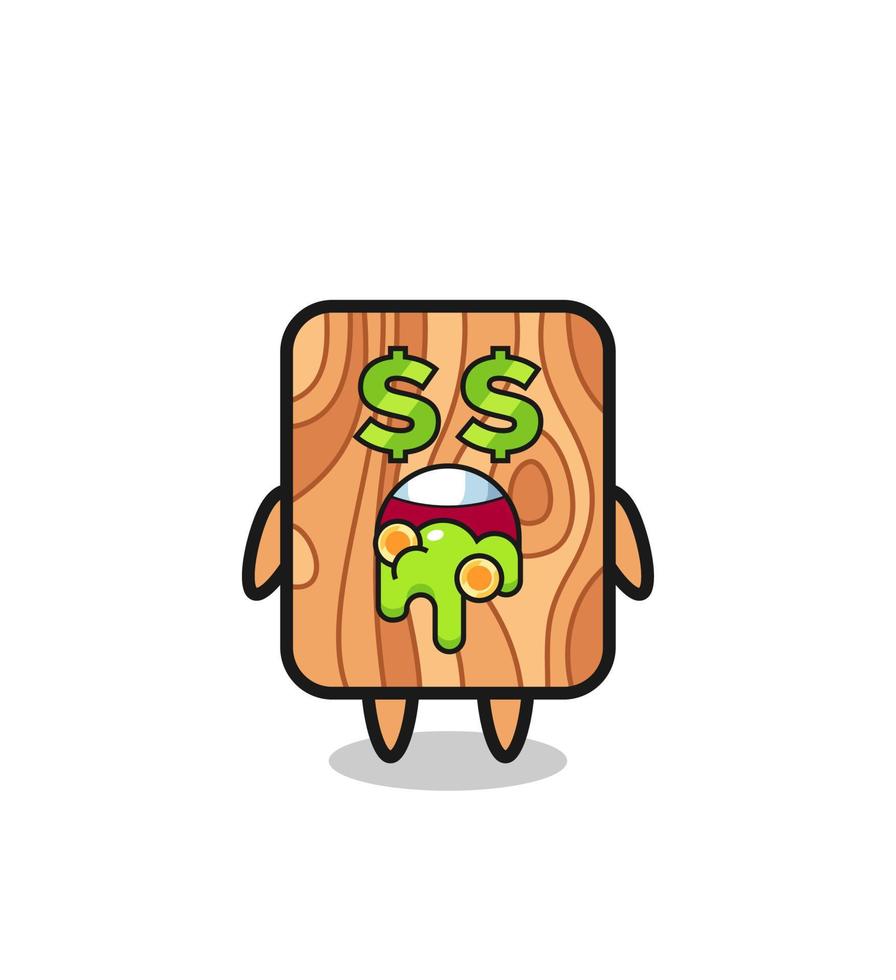 personaggio in legno di plancia con un'espressione di pazzia per i soldi vettore
