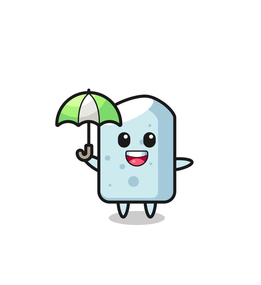 illustrazione di gesso carino che tiene un ombrello vettore