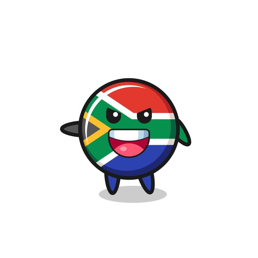 cartone animato bandiera sudafrica con posa molto eccitata vettore