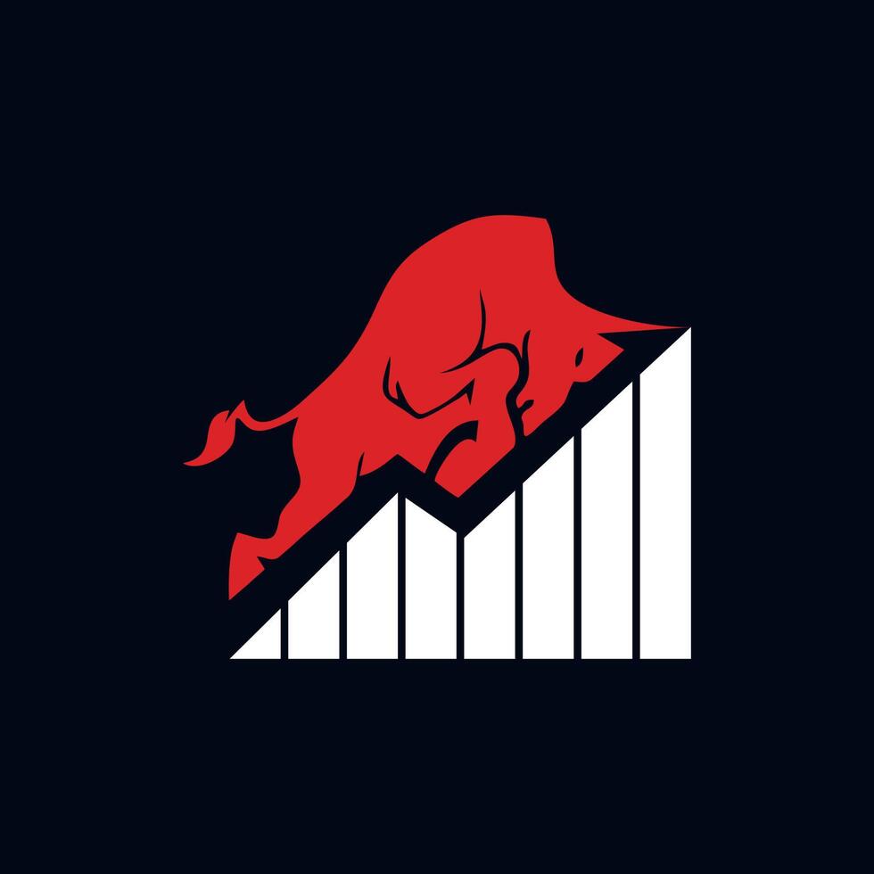 investimento toro. grafico combinato toro e ascendente, raffigurante il successo vettore